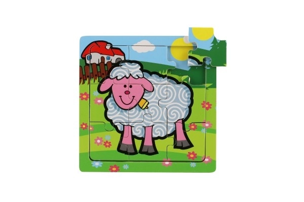 Mini puzzle fából 9 darabos Az első állataim babáknak 15x15x0,8cm 6 féle