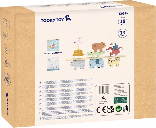 Montessori állat formájú fa kockák 9 db Tooky Toy-tól