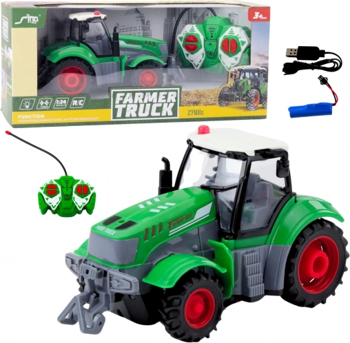Távirányítású zöld traktor 1:24