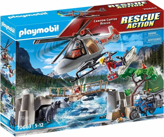 Playmobil helikopteres mentőakció a kanyonban