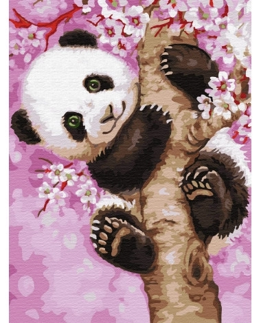 szám szerinti festés vidám panda 30x50