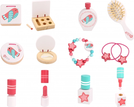 Rózsaszín fa öltözőasztal Tooky Toy tükörrel