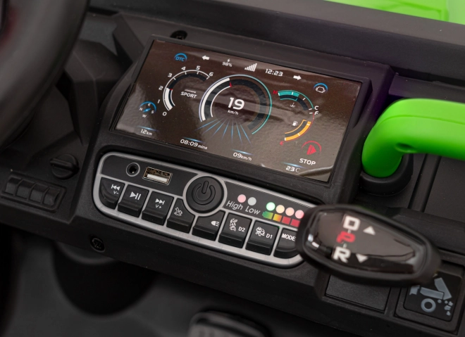 Auto Pick-Up Speed 900 pro gyerekek Zöld + 4x4 meghajtás + mozgatható pumpa + csomagtér + távirányítás + lapát + LED audio