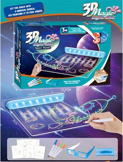 WOOPIE Mágneses 3D Tábla LED Világítással Rajzoláshoz