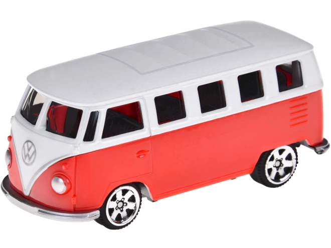 Volkswagen T1 piros-fehér kisautó 1:56 méretarány