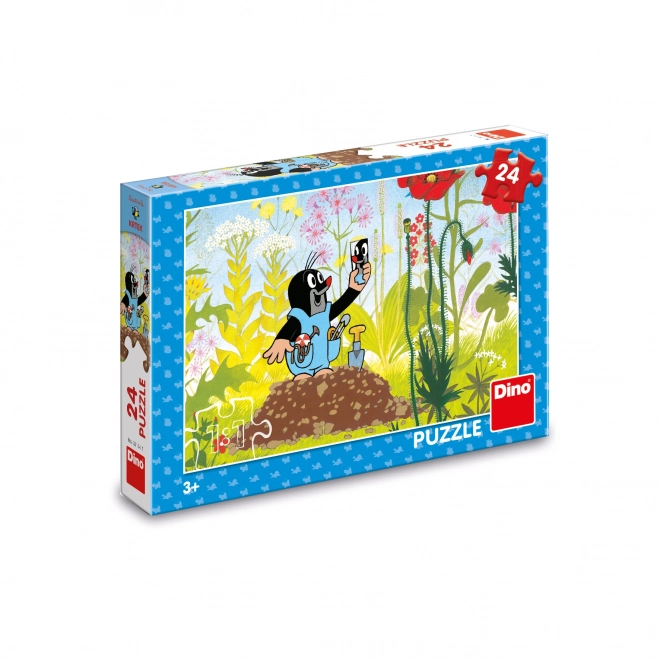 Puzzle Krtek nadrágokban 24 darabos 26x18cm dobozban 27x19x4cm