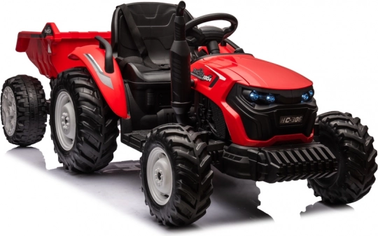 HC-306 akkumulátoros traktor piros utánfutóval 24V