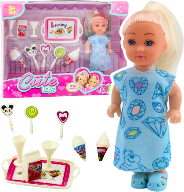 Mini baba készlet Édes kiegészítők Kék ruha