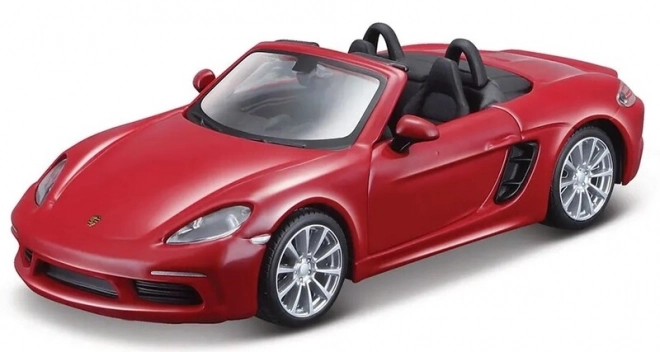 Porsche 718 Boxster sötétpiros sárga modellautó