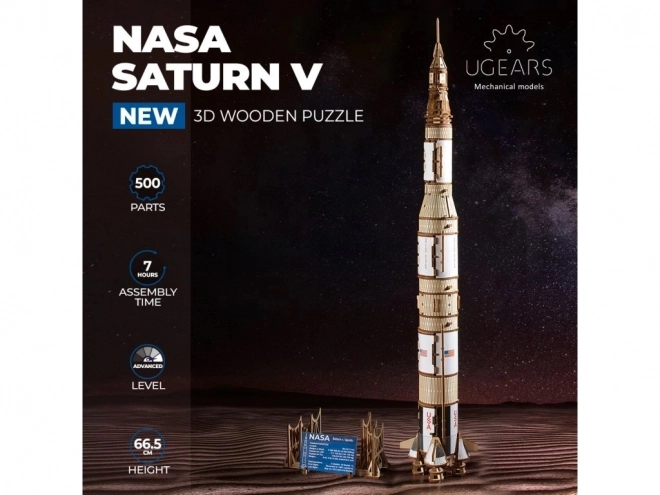 Ugears 3D fa mechanikus puzzle - NASA Saturn V modell