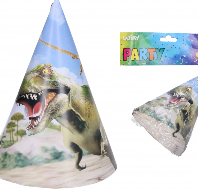 DINO party sapkák 15 cm, 6 darab