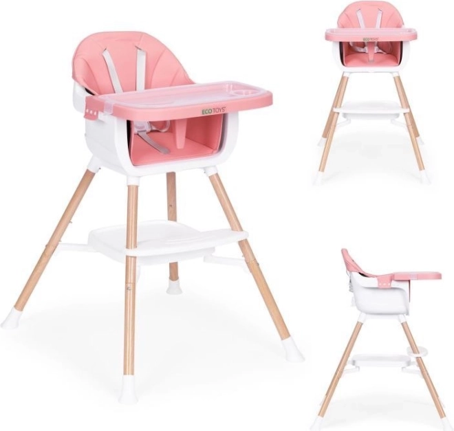 Gyermek etetőszék 2 az 1-ben, rózsaszín, ECOTOYS