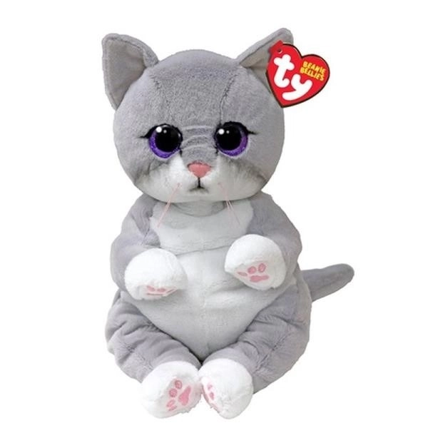 Szürke plüss cica 24 cm TY Beanie Bellies