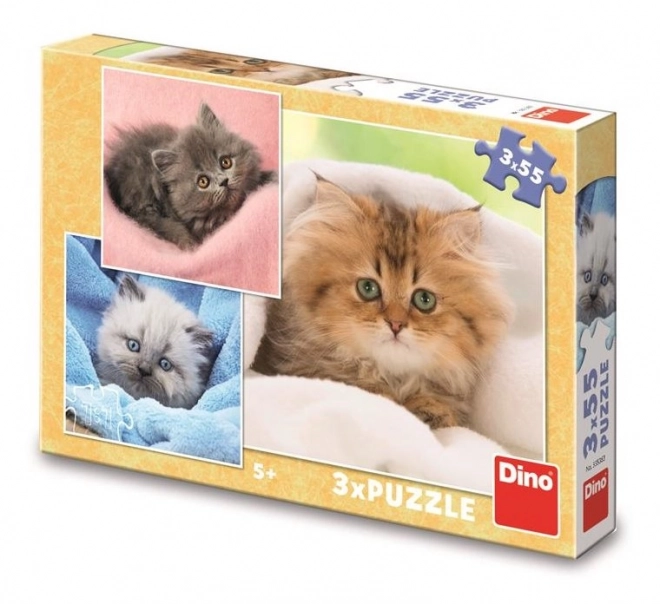 Cuki Kiscicák Puzzle 3x55 darabos