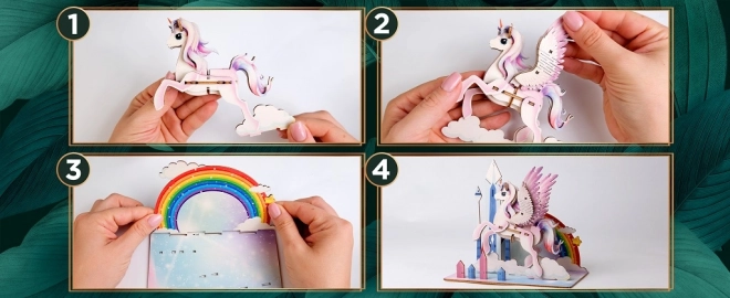 3D fa puzzle Egyszarvú