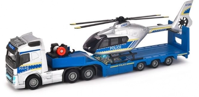 Majorette: Nagy Volvo teherautó + helikopter, 35 cm