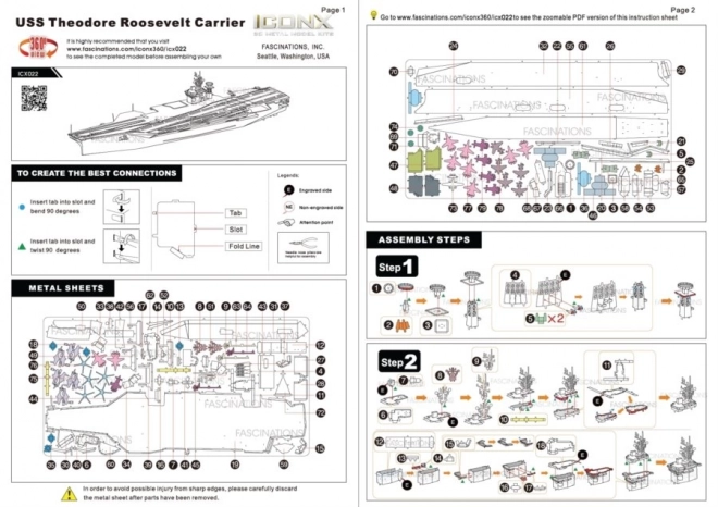 Metal Earth 3D Puzzle USS Theodore Roosevelt Repülőgép-hordozó