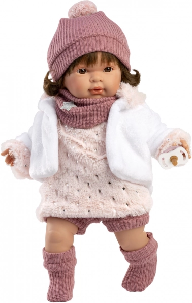 Realisztikus Carla baba hangokkal és puha textil testtel 42 cm