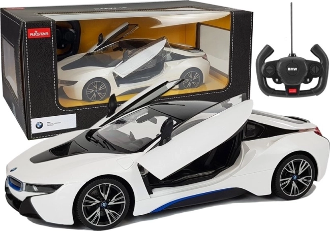 Távirányítós BMW i8 Rastar 1:14 fehér automata ajtókkal