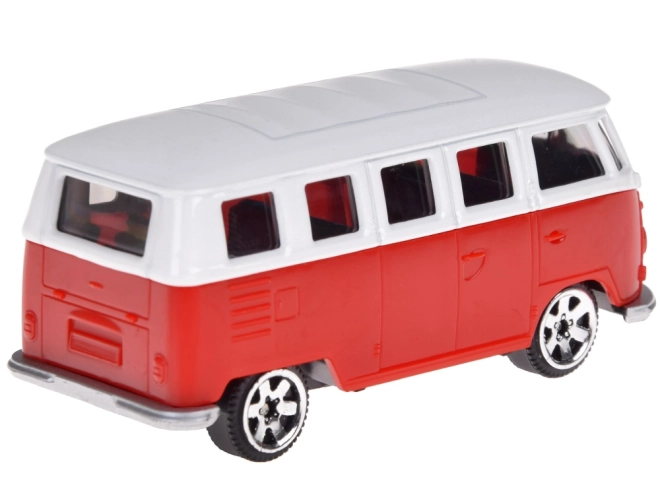 Volkswagen T1 piros-fehér kisautó 1:56 méretarány