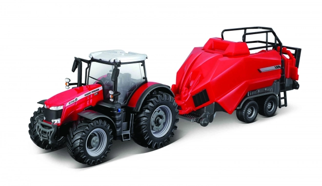 Farm traktor Massey Ferguson 8740S balekanállal - 1:50 méretarány