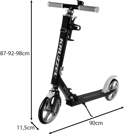 Összecsukható városi roller nagy kerekekkel (200 mm) gyerekeknek – szürke