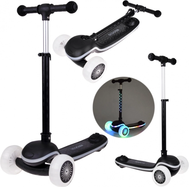 Gyermek egyensúlyozó roller fénnyel és zenével – fekete