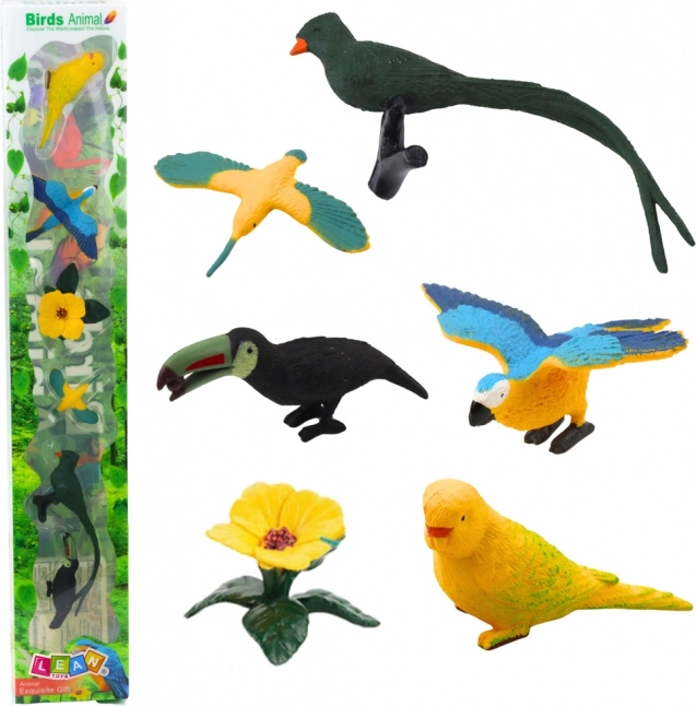 Exotikus madarak hibiszkusz sárga mini figura készlet 4-11 cm 6 db