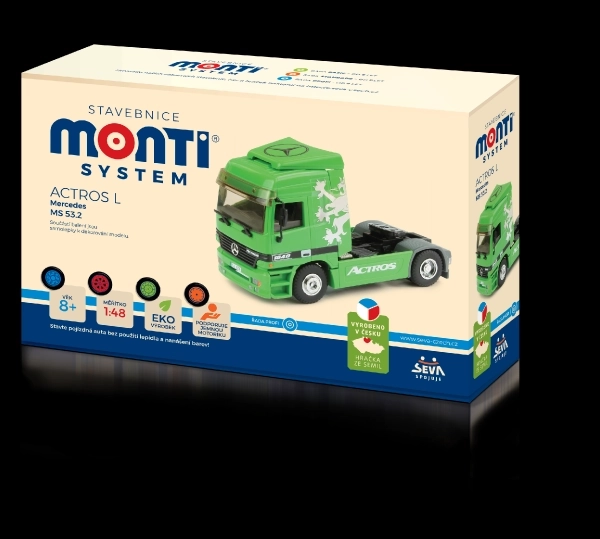 Monti System Actros L zöld teherautó modell