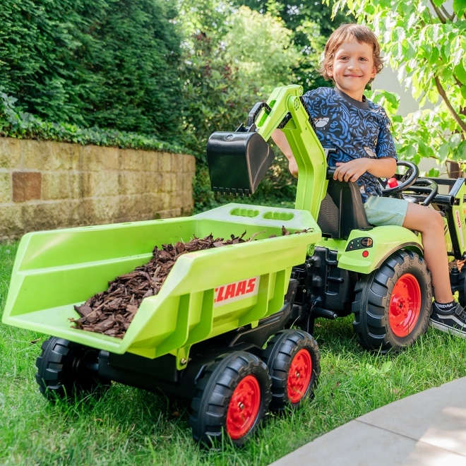 Traktor pedálos Class Atiom 430 zöld első és hátsó kanállal