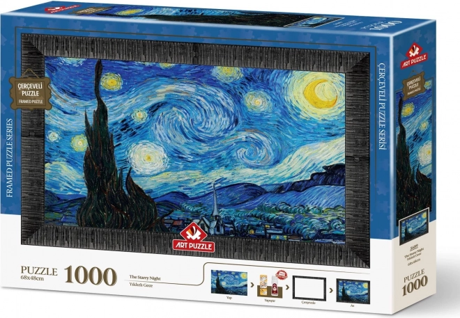 Puzzle Csillagos éj kerettel és ragasztóval 3 az 1-ben