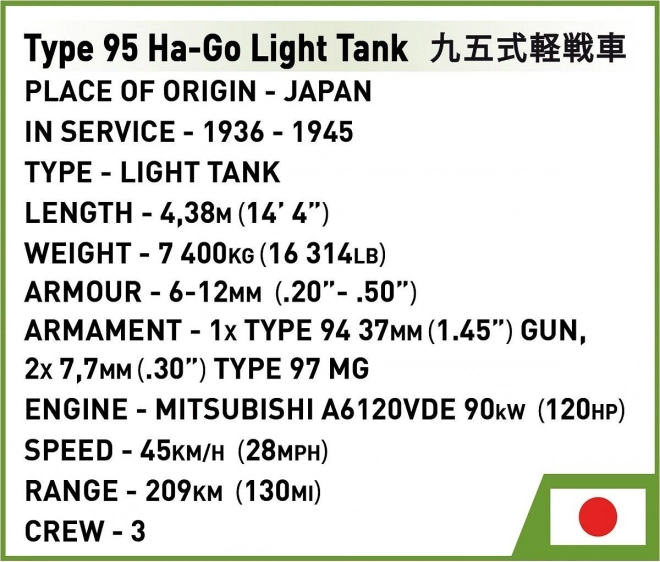 type 95 ha-go japán könnyű tank modell