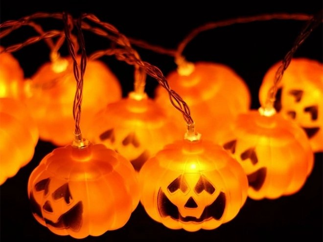 Halloween tök mintás LED-es fényfüzér 200 cm