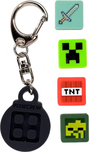 Pixie Crew & Minecraft kulcstartó fekete multipixelekkel