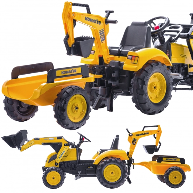 Komatsu pedál traktor elülső és hátsó kanállal és hengerrel