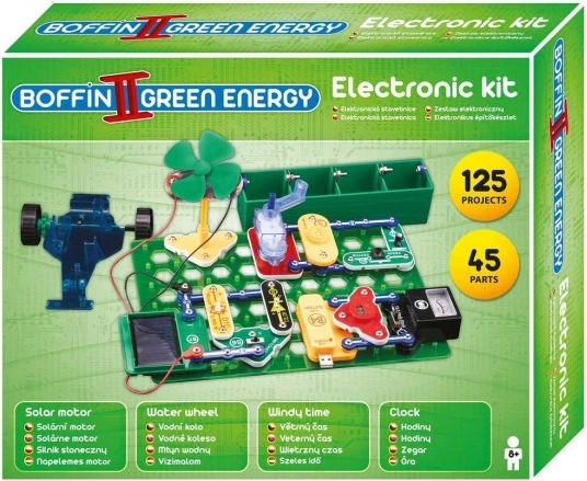 Boffin II zöld energia – elektronikus építőkészlet 125 projekttel