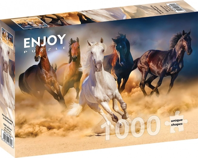 Enjoy puzzle lovak vágtatnak a sivatagban