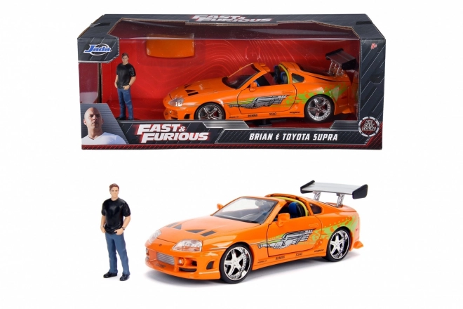 Gyors és Dühös 1995 Toyota Supra modellautó 1:24 + Brian O’Conner figura