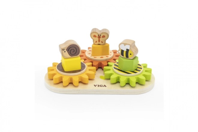 Viga fából készült fogaskerék alakzatok és mechanizmusok puzzle