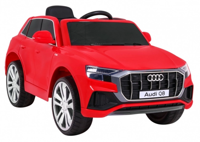 Audi Q8 emelő gyerekeknek akkumulátor Piros + Távvezérlés + EVA + Lassú indítás + MP3 USB + LED lámpa