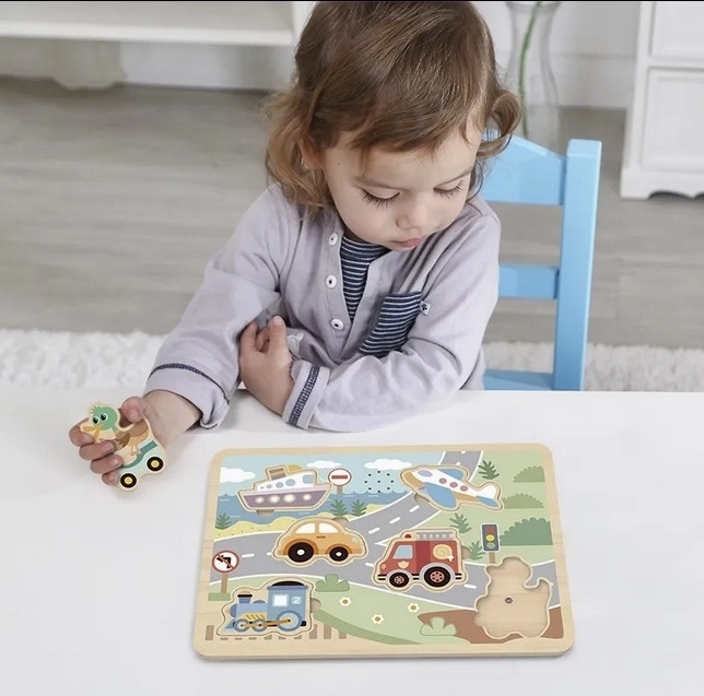 Tooky Toy fa interaktív puzzle járművek