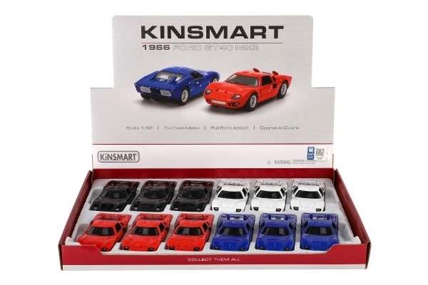 Kov/plast autó Kinsmart 1966 Ford GT40 MKII - 13 cm, négy színben, hátrahúzós