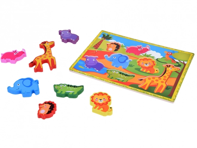 Fa puzzle safari állatokkal