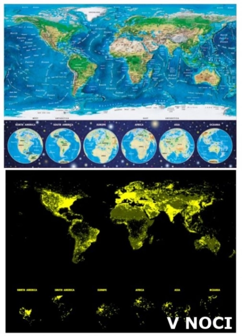 Világtérkép világító puzzle 1000 darabos