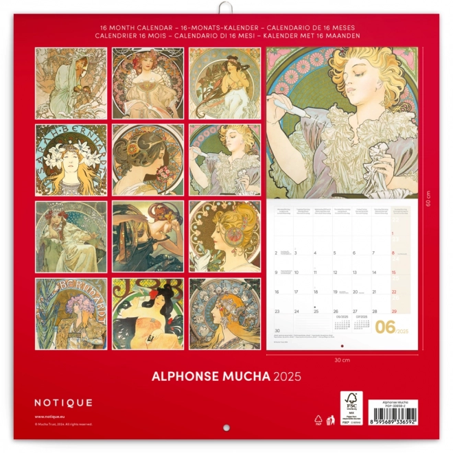 notique - alfons mucha jegyzet naptár 2025