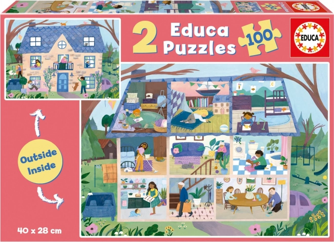 EducA puzzle ház kívül-belül 2x100 db