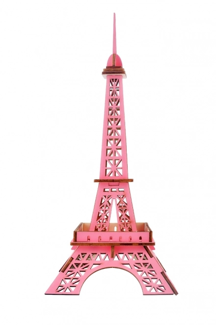 Eiffel-torony rózsaszín fa 3D puzzle