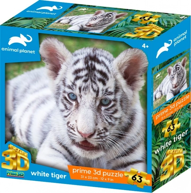 Állatos Planet Fehér Tigris 3D Puzzle 63 darabos