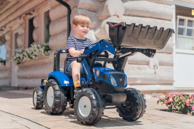 Falk pedálos traktor New Holland utánfutóval