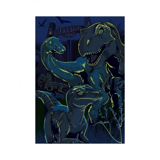 Világító Jurassic World puzzle XL 100 darabos